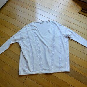 Sandro Paris Lace Silk Cashmere Blend Cream Knit Sweater Size 1 US XS/S